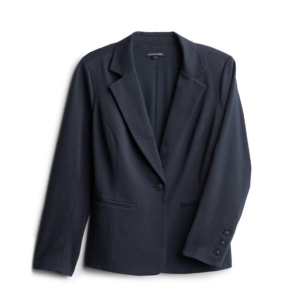 NWT 41 Hawthorn Ginger Stretch Woven Notch Collar Blazer in Navy. Size Small